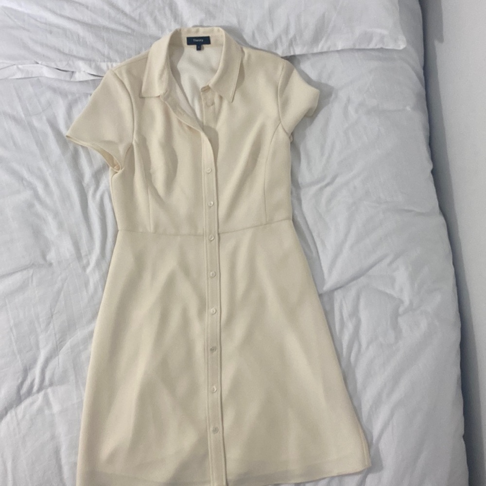 CREAM MINI DRESS THEORY
